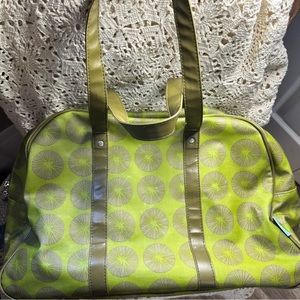 Vintage lime duffle bag